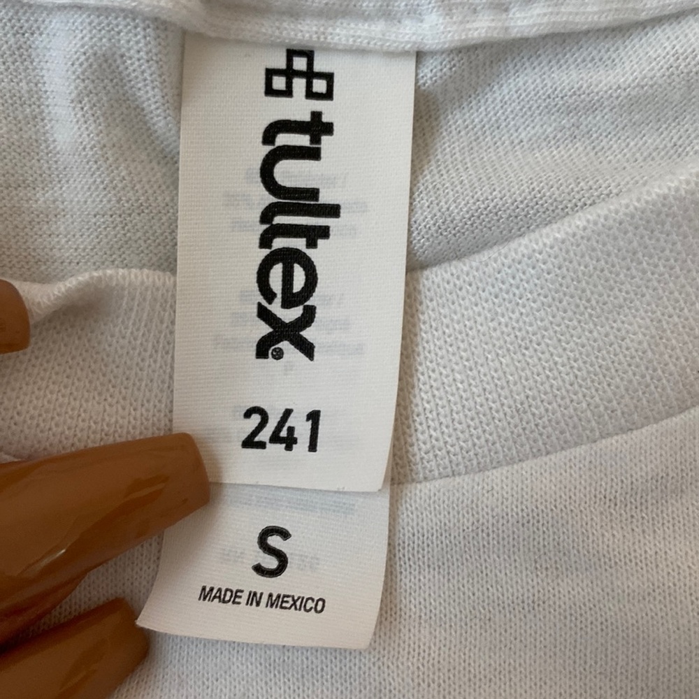 brand : tultex size:s color : white